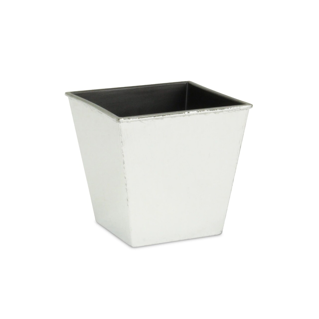Contemporary Home Living 5.25" Silver and Black Square Tapered Planter